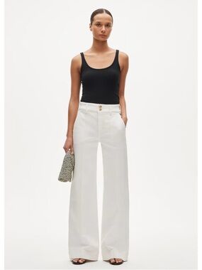 NWT J. Crew Denim Trouser Jean Stacked Buttons White